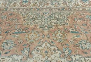 Semi Antique Muted Colors Floral 10X12'5 Distressed Vintage Oriental Rug