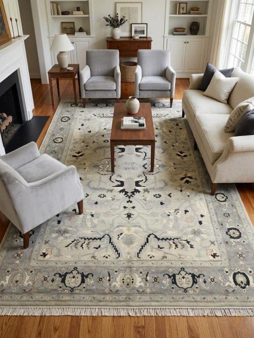 Muted Gray Tribal 9X12 Oushak Chobi Oriental Rug