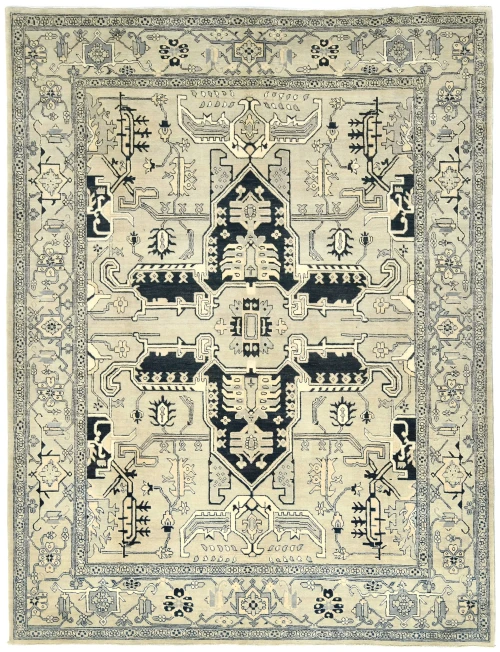 Greige Geometric Tribal 8X10 Heriz Serapi Pakistan Rug