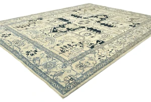 Greige Geometric Tribal 8X10 Heriz Serapi Pakistan Rug