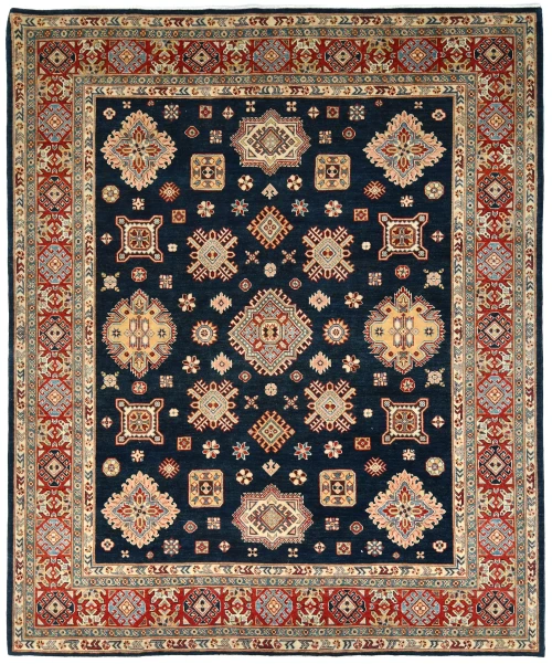 Navy Tribal Geometric 8X10 Kazak Pakistan Oriental Rug