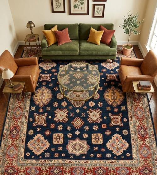 Navy Tribal Geometric 8X10 Kazak Pakistan Oriental Rug