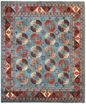 Blue Tribal Geometric 8X10 Turkoman Pakistan Rug