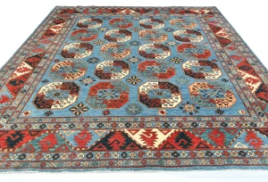 Blue Tribal Geometric 8X10 Turkoman Pakistan Rug
