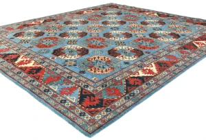 Blue Tribal Geometric 8X10 Turkoman Pakistan Rug