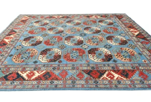 Blue Tribal Geometric 8X10 Turkoman Pakistan Rug