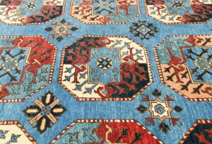 Blue Tribal Geometric 8X10 Turkoman Pakistan Rug