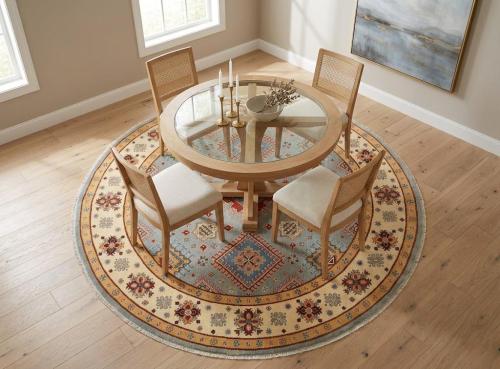 Gray Tribal Geometric 8X8 Kazak Oriental Rug
