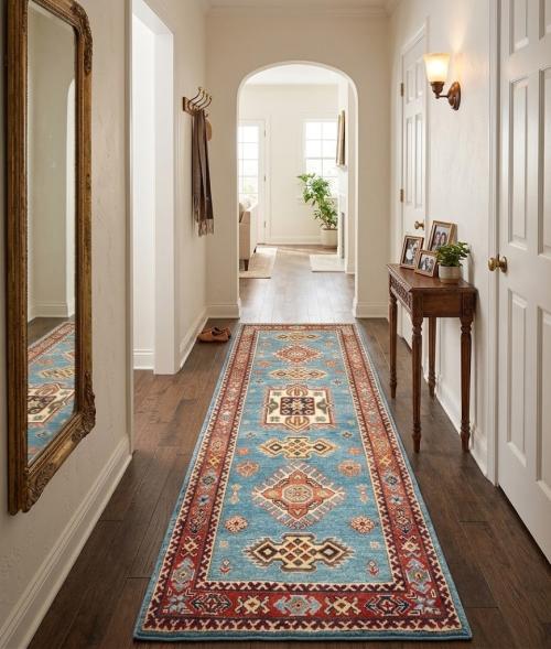 Blue Tribal Geometric 2'3X5'7 Kazak Pakistan Oriental Rug