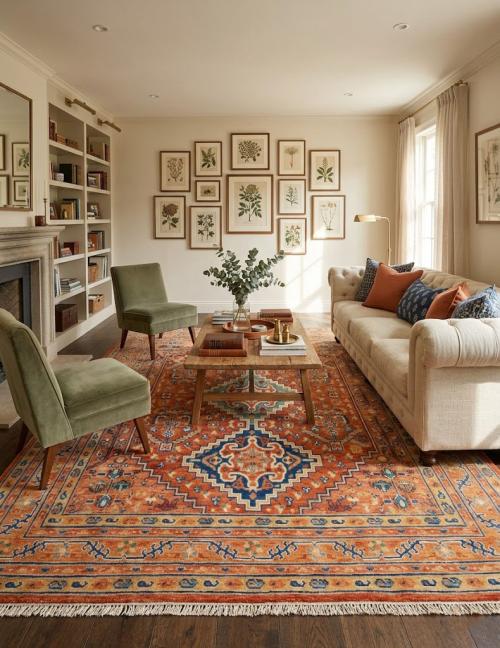 Orange Geometric Tribal 8X10 Oushak Peshawar Oriental Rug