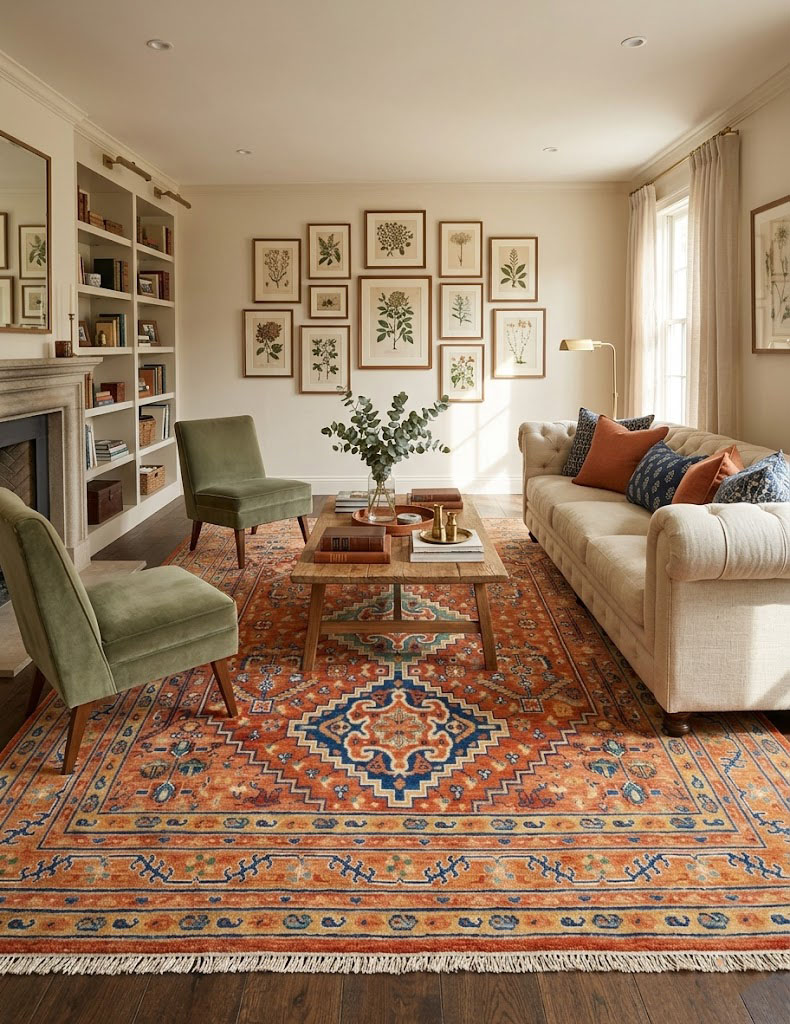 Orange Geometric Tribal 8X10 Oushak Peshawar Oriental Rug - Image 2