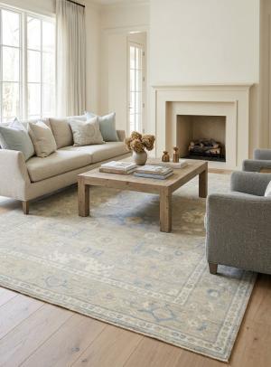 9'2 x 12'2 Muted Pastel Brown Distressed Oushak Chobi Wool Rug