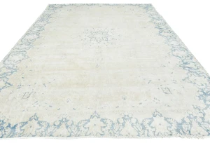 Antique Muted Beige Floral 9X11 Distressed Vintage Oriental Rug