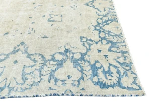 Antique Muted Beige Floral 9X11 Distressed Vintage Oriental Rug