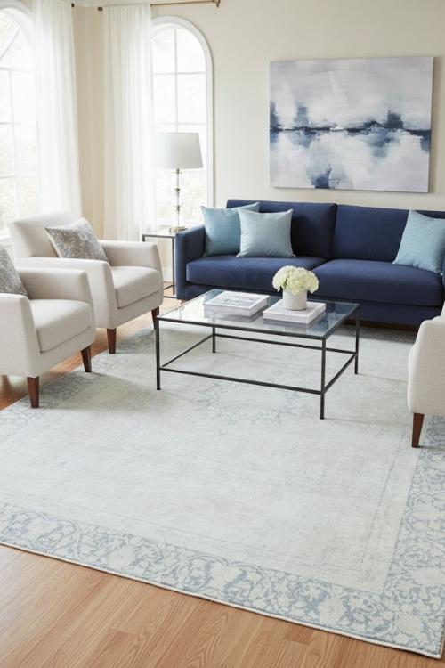 Muted Floral 9X12 Distressed Vintage Oriental Rug