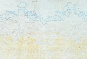Antique Muted Gold Floral 9X12 Distressed Vintage Oriental Rug