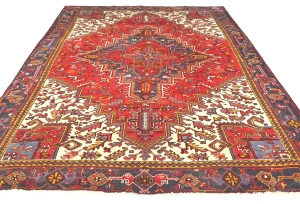 Semi Antique Red Floral 8x10 Heriz Persian Rug