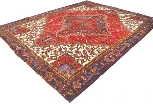 Semi Antique Red Floral 8x10 Heriz Persian Rug