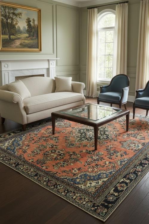 8'0 X 11'3 Hand Knotted Floral Antique Oriental Wool Rug