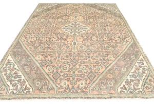 Muted Light Salmon Antique Floral 7X10 Distressed Oriental Rug