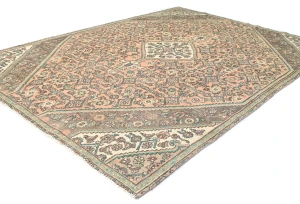 Muted Light Salmon Antique Floral 7X10 Distressed Oriental Rug
