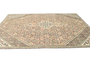 Muted Light Salmon Antique Floral 7X10 Distressed Oriental Rug
