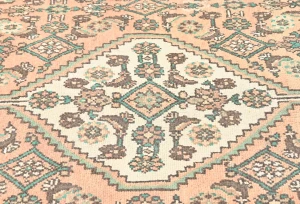 Muted Light Salmon Antique Floral 7X10 Distressed Oriental Rug