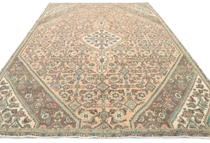 Muted Light Salmon Antique Floral 7X10 Distressed Oriental Rug