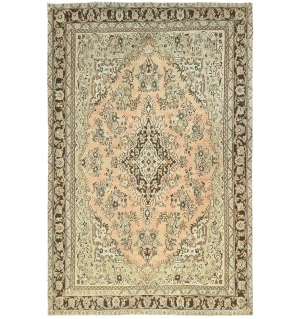 Semi Antique Muted Floral 7X10 Distressed Vintage Oriental Rug
