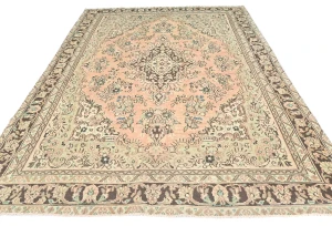 Semi Antique Muted Floral 7X10 Distressed Vintage Oriental Rug