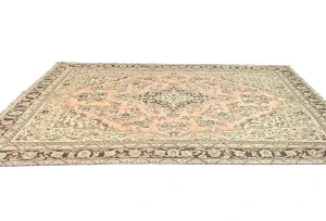 Semi Antique Muted Floral 7X10 Distressed Vintage Oriental Rug