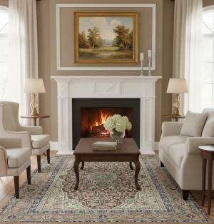 Semi Antique Muted Brown Floral 6X10 Distressed Oriental Rug