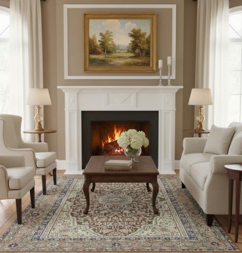 Semi Antique Muted Brown Floral 6X10 Distressed Oriental Rug