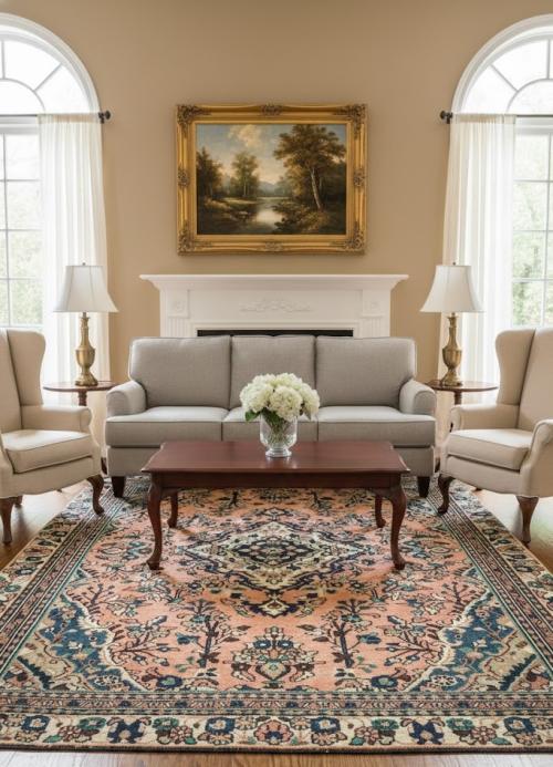 Semi Antique Muted Floral 6X9 Distressed Vintage Oriental Rug