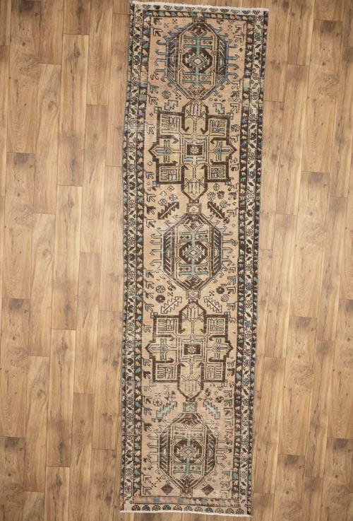 2'9 x 10'5 Hand Knotted Floral Vintage Oriental Runner Rug