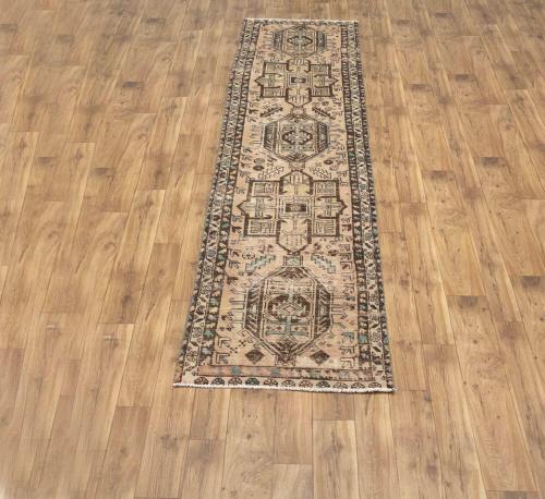 2'9 x 10'5 Hand Knotted Floral Vintage Oriental Runner Rug