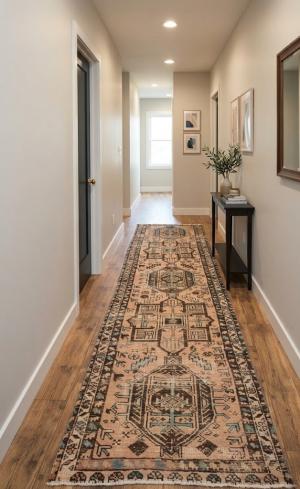 2'9 x 10'5 Hand Knotted Floral Vintage Oriental Runner Rug