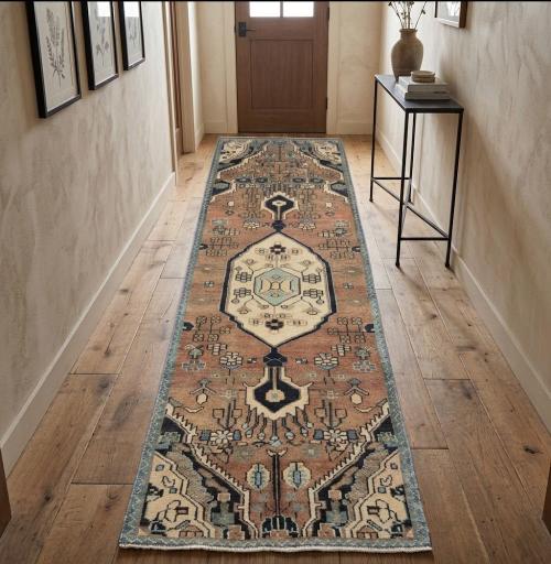Semi Antique Rusty Beige Tribal 2'5X7'9 Hamedan Persian Runner Rug