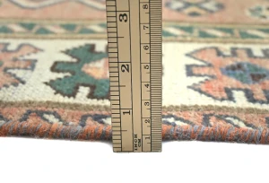 Semi Antique Muted Geometric 4'7X9'5 Distressed Vintage Oriental Rug
