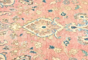 Antique Muted Coral Red Floral 5X8 Distressed Vintage Oriental Rug