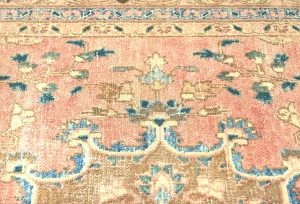 Antique Muted Coral Red Floral 5X8 Distressed Vintage Oriental Rug