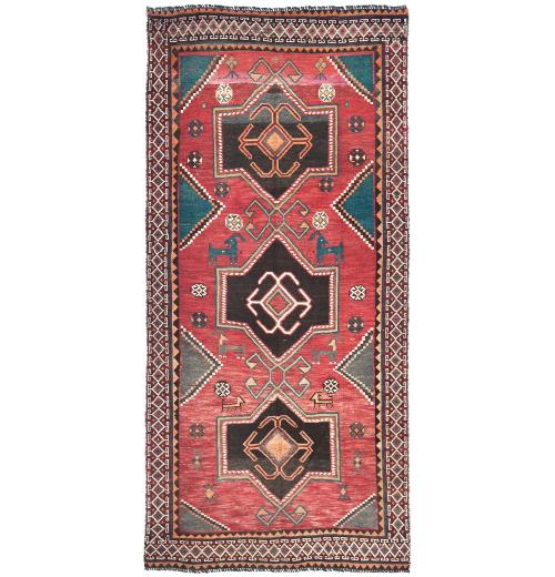 Semi-Antique Muted Colors Tribal 4X9 Distressed Oriental Runner Rug