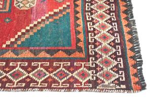 Semi-Antique Muted Colors Tribal 4X9 Distressed Oriental Runner Rug