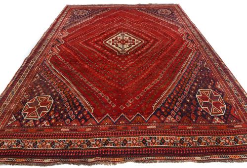 Vintage Red Tribal 7'6X10'2 Shiraz Persian Rug