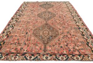 Semi Antique Muted Colors Tribal 7'4X9'4 Shiraz Persian Rug