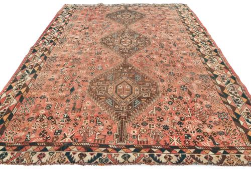 Semi Antique Muted Colors Tribal 7'4X9'4 Shiraz Persian Rug