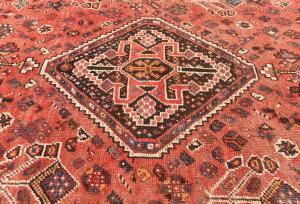 Semi Antique Muted Red Tribal 7x10 Shiraz Persian Rug