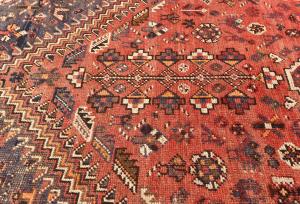Semi Antique Muted Red Tribal 7x10 Shiraz Persian Rug