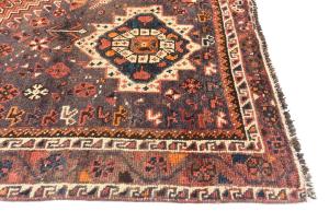 Semi Antique Muted Red Tribal 7x10 Shiraz Persian Rug