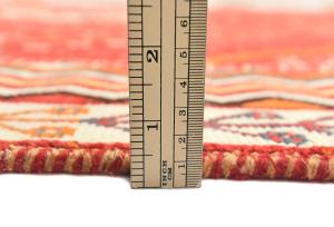 Vintage Scarlet Red Tribal Geometric 7x10 Shiraz Persian Rug
